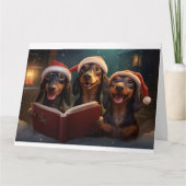 Dachshund Kerst Carolers Fun Holiday Kaart (Voorkant)