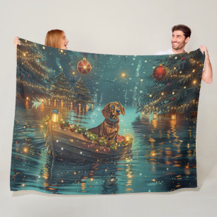Dachshund Kerst Feestelijke Reis Fleece Deken