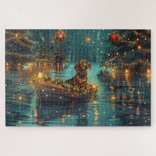Dachshund Kerst Feestelijke Reis Legpuzzel