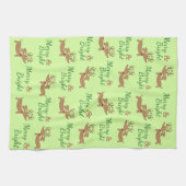 Dachshund kerst Merry Dish Kitchen Towel Theedoek (Horizontaal)
