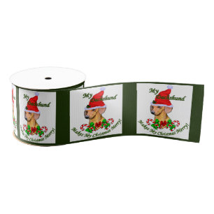 Dachshund kerst Merry Grosgrain Lint