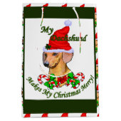 Dachshund kerst Merry Medium Cadeauzakje (Voorkant)
