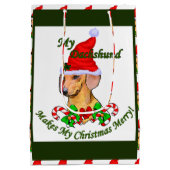 Dachshund kerst Merry Medium Cadeauzakje (Achterkant)