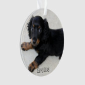 Dachshund Kerst Ornament Acryl Voeg Foto Toe (voorkant)