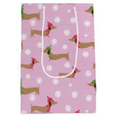 Dachshund Kerst Wrapping Papier Schattigee Sneeuwv Medium Cadeauzakje (Achterkant)