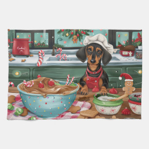 Dachshund Kerstbakken: Feestelijke Kerst Theedoek