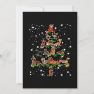 Dachshund-kerstboom met vlieglicht bedankkaart