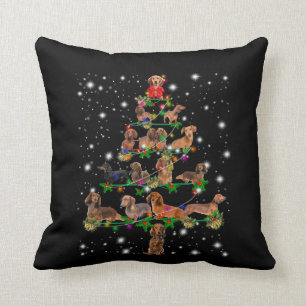 Dachshund-kerstboom met vlieglicht kussen