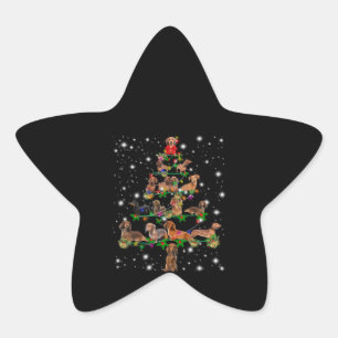 Dachshund-kerstboom met vlieglicht ster sticker