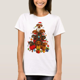 Dachshund-kerstboom T-shirt