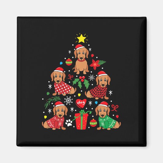 Dachshund-kerstboomversiering Funny Weenie Dog Magneet (Voorkant)