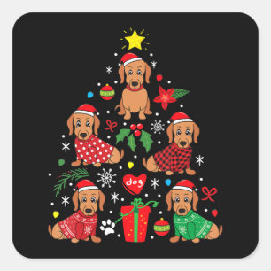 Dachshund-kerstboomversiering Funny Weenie Dog Vierkante Sticker