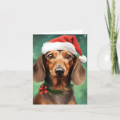 Dachshund Kerstborstel schilderen kunstwerk Kaart (Voorkant)