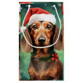 Dachshund Kerstborstel schilderen kunstwerk Klein Cadeauzakje (Achterkant)