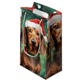 Dachshund Kerstborstel schilderen kunstwerk Klein Cadeauzakje (Voorkant Gekanteld)
