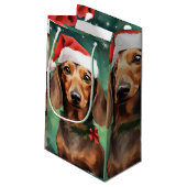 Dachshund Kerstborstel schilderen kunstwerk Klein Cadeauzakje (Achterkant Gekanteld)