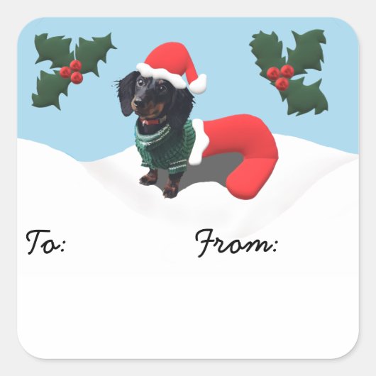 Dachshund kerstcadeau Label (Voorkant)