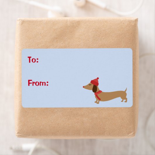 Dachshund-kerstcadeautjes Label Sticky Labels (Insitu)