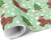 Dachshund-kerstCartoon Cadeaupapier (Rol Hoek)