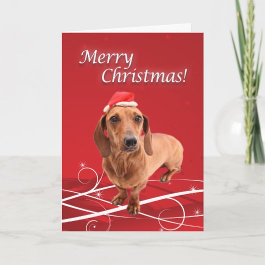 Dachshund-kerstkaart Feestdagen Kaart (Voorkant)