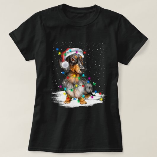 Dachshund-kerstkleven leidden tot Gifts Cute Honde T-shirt (Design voorkant)