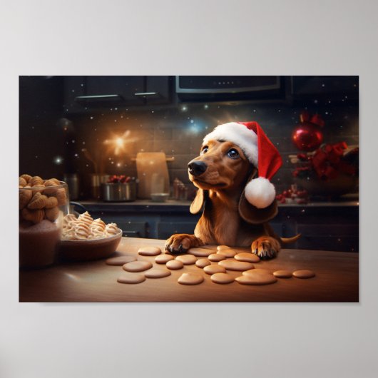 Dachshund Kerstkoekjes Feestelijke vakantie Poster (Voorkant)