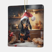 Dachshund Kerstkoekjes Vakantie Keramisch Ornament (Links)