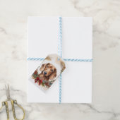 Dachshund Kerstkrans Feestelijke Pup Cadeaulabel (Met Touw)
