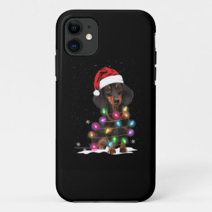 Dachshund-kerstlichten met sneeuw iPhone 11 hoesje