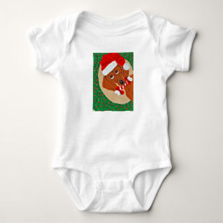 Dachshund Kerstman die door de Kerstkrans kijkt Romper