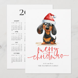 Dachshund Kerstman Hoed 2027 Kalender Prettig Kers Feestdagenkaart