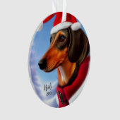 Dachshund, Kerstman Hond, Personaliseer, Kerstmis Ornament (voorkant)