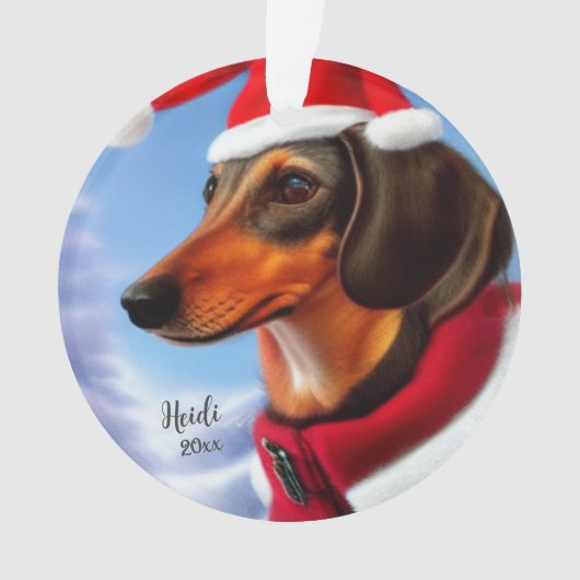 Dachshund, Kerstman Hond, Personaliseren,Kerstmis Ornament (voorkant)