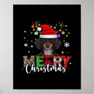 Dachshund Kerstman Hond Prettig Kerstmis Oversized Poster