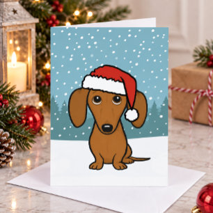 Dachshund Kerstman Schattige Wiener Dog Kerstmis Feestdagen Kaart
