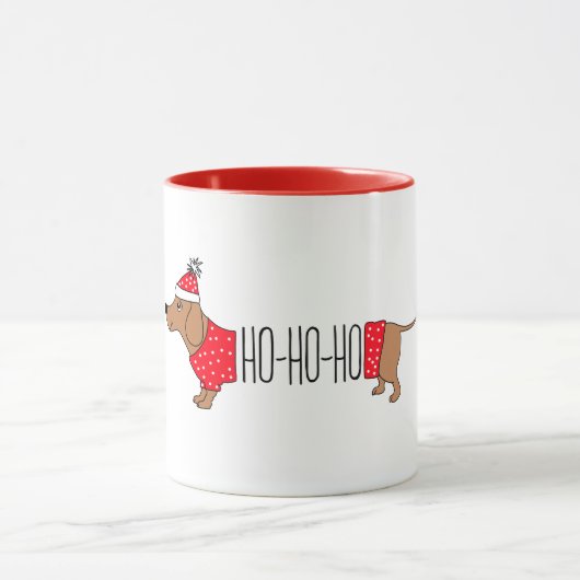 Dachshund-kerstmis 11 oz-Mok met twee tonen Mok (Midden)