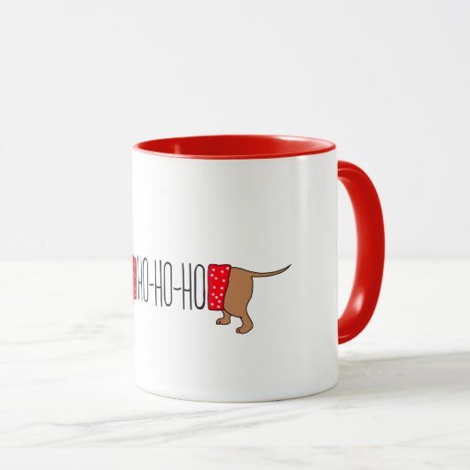Dachshund-kerstmis 11 oz-Mok met twee tonen Mok (Voorkant rechts)