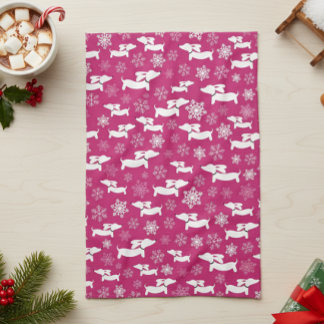 Dachshund Kerstmis Chef Gift Fuchsia Theedoek