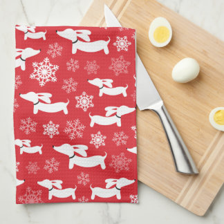 Dachshund Kerstmis Chef Gift Rood Theedoek