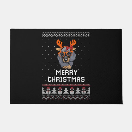Dachshund Kerstmis Deurmat (Voorkant)