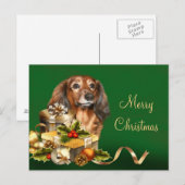 Dachshund Kerstmis Feestdagenkaart (Voorkant / Achterkant)