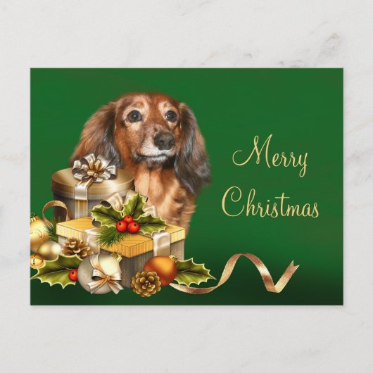 Dachshund Kerstmis Feestdagenkaart (Voorkant)