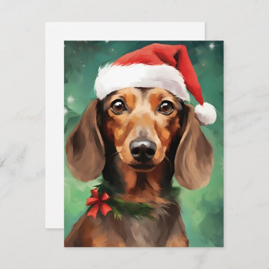 Dachshund Kerstmis Feestdagenkaart (Voorkant / Achterkant)