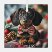 Dachshund Kerstmis Glas Ornament (Achterkant)