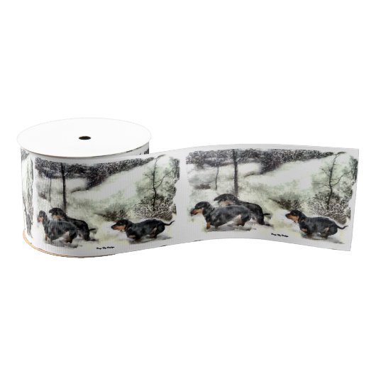 Dachshund Kerstmis Grosgrain Lint (Spoel)