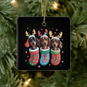 Dachshund Kerstmis Hond Liefhebber Cadeau Vakantie Keramisch Ornament