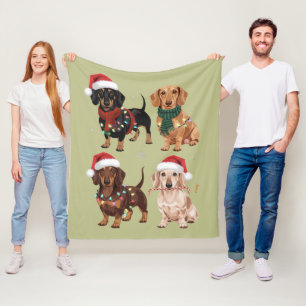 Dachshund Kerstmis Hond Moeder Liefhebber Kerstcad Fleece Deken