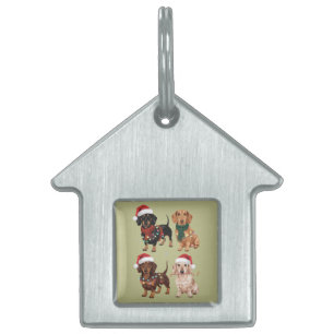 Dachshund Kerstmis Hond Moeder Liefhebber Kerstcad Huisdieren Naamplaatje