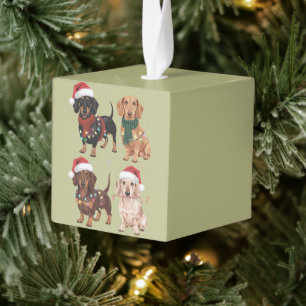 Dachshund Kerstmis Hond Moeder Liefhebber Kerstcad Kubus Ornament