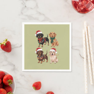 Dachshund Kerstmis Hond Moeder Liefhebber Kerstcad Servet